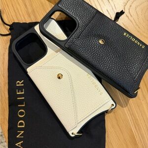 Bandolier Hailey (x2) Black & Cream (both) Leather Phone Case iPhone 14 Pro Max